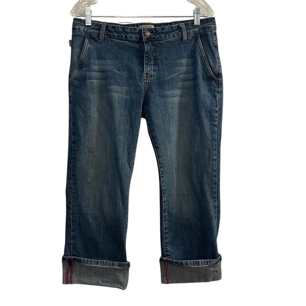 Max Studio‎ Women's Ankle Jeans Size 12 Blue Dark Wash Cuffed Hem